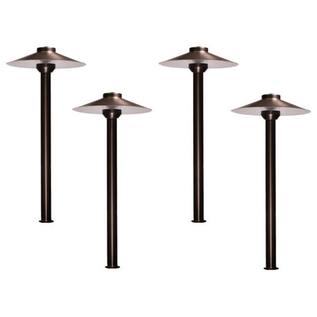LED Brass Path Lights, Set of 4