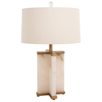 BETHEL INTERNATIONAL MTL05PQ-GD 1-Light Table Lamp,White & Gold