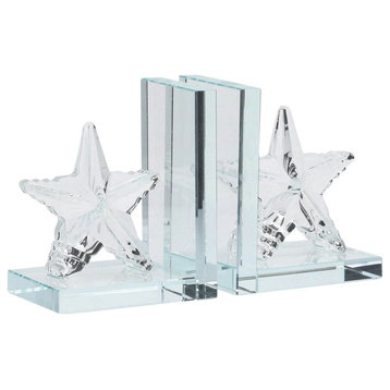 Crystal, Set of 2 5"H Star Bookends