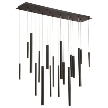 18 Light Contemporary Large Chandeliers, Black, Black Metal Extruded Tubes