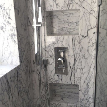 Bathroom Cladding White plus Brown Marble