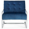 Alexis Velvet Upholstered Accent Chair, Chrome Base With Navy Seat