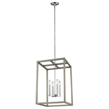 3.5W Four Light Foyer-Washed Pine Finish-Incandescent Lamping Type - Chandelier
