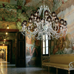 Large Italian Silk Swarovski Chandelier - Chandeliers