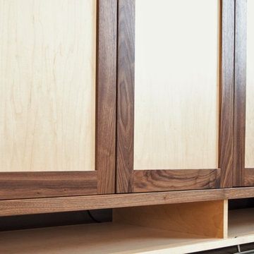 TV Lift Cabinet in solid Maple Infused with Solid Walnut (The Naramada)