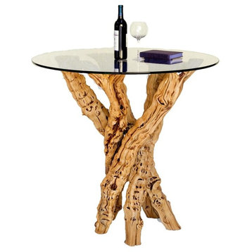 Grapevine Pub or Tasting Table - Optima - Made from CA grapevines, 36" Glass Top