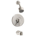Symmons - Symmons Dia Tub and Shower Faucet Trim Kit, Wall Mounted, Satin Nickel - The Dia Single Handle Wall Mounted Tub and Shower Trim boasts a modern sophistication to complement contemporary bathroom designs. Plated in a scratch resistant finish over solid metal, this shower trim has the durability to add contemporary styling to your bathroom for a lifetime. With an ADA compliant single lever handle design, the solid brass valve cover plate features hot and cold indicators to ensure custom water temperature setting with ease of use for everyone. At an eco friendly low flow rate of 1.5 gallons per minute, the single mode showerhead is WaterSense certified so that you can conserve water without sacrificing performance, saving you money on your water bill. This model includes everything you need for quick installation. This tub and shower trim kit includes a showerhead, shower arm, escutcheon, tub spout, shower lever handle, and a handle to adjust the flow of water from the showerhead to tub spout. You'll easily be able to update your bathroom without having to replace your valve. With features that are crafted to last and a style that is designed to please, the Symmons Dia Single Handle Wall Mounted Tub and Shower Trim is a seamless addition to your bathroom and is backed by our limited lifetime warranty.
