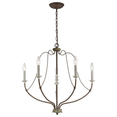 Sea Gull Nadia Five Light Chandelier 3000405-748 - Distressed White Wood