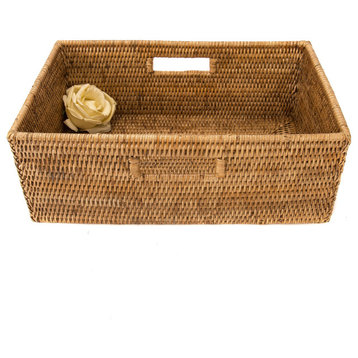 Artifacts Rattan™ Rectangular Shelf Basket with Side Handles, Honey Brown