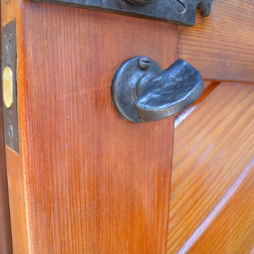 Arch Wooded Brick Framed Gate - Bronze Gate Hardware