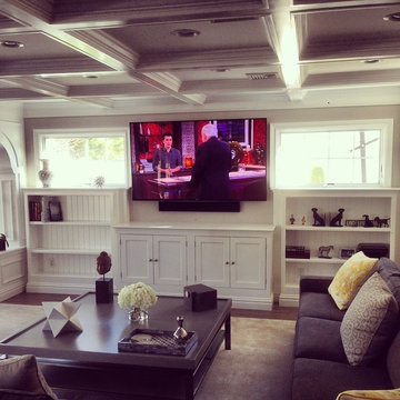 Family Room with Sound Bar and inceiling speakers