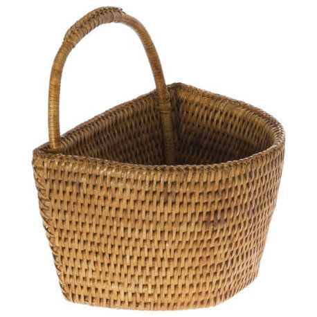 La Jolla Handwoven Rattan Wall Basket, Honey-Brown