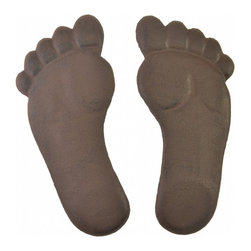 Import Wholesales - Pair Of Cast Iron Yard And Garden Stepping Stones, Human Foot Prints, Rust Brown - Landscaping Stones And Pavers