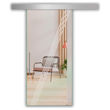 Sliding Glass Door With Designs ALU100, 28"x84"