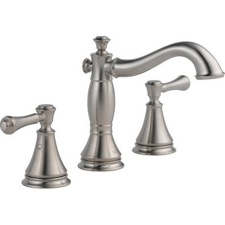 Delta Cassidy Two Handle Widespread Bathroom Faucet, Stainless Steel