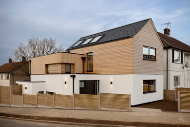Medium sized contemporary house exterior in Hertfordshire.