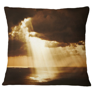 Dramatic Sunset With Sunrays Landscape Printed Throw Pillow, 18"x18"