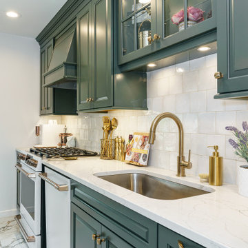 Sage Green Kitchen with Gold Accents