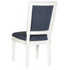 Cora 19'' H French Brasserie Linen Side Chair Silver Nail Heads Set of 2 Navy /