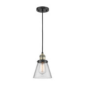 Black Antique Brass 1-Light, Vintage Dimmable LED Bulb, 6" Mini Pendant