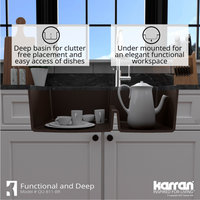 Karran 32" Undermount Large/Small Bowl Quartz Kitchen Sink, Brown