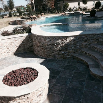 Freeform Travertine Pool with Negative Edge