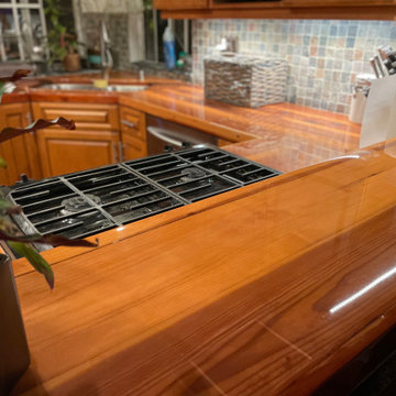 Redwood Kitchen Countertop Epoxy Finish