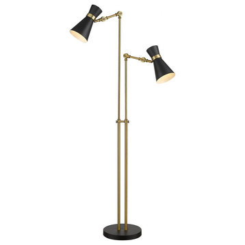 2 Light Floor Lamp In Modern Style-56.5 Inches Tall and 27.75 Inches Wide