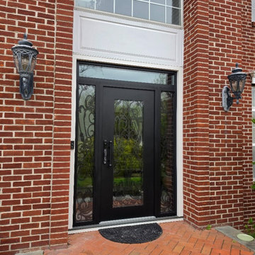 IRON 1601 with double wrought iron sidelites and transom