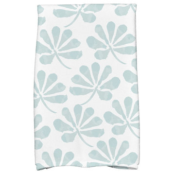 18"x30" Ina Floral Print Kitchen Towel, Aqua