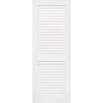 Kimberly Bay - Louver Louver Plantation Interior Door Slab, White Wood Solid Core, 80"x32" - Add the warmth of wood to your home with our solid Plantation Louvered style interior Doors. The wide louvers gives the doors a clean, modern style that will complement any decor. The doors are durable, made of solid pine and are easy to install. Our Plantation doors are primed white and can be painted to match your decor. The doors are constructed from solid pine from environmentally-friendly, sustainable yield forests. The high-quality vertical grain delivers the best appearance and performance.