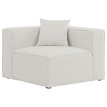 Meridian Furniture - Cube Upholstered Modular Component, Cream, Linen Texured Fabric, Corner Chair - Treat yourself to some long overdue "me time" when you're seated on this Cube Modular Corner Chair. This beautiful modular unit is both eye-catching and elegant, features durable linen textured upholstery in a soft cream color that meshes well with nearly any existing color scheme. Pair this modular Corner Chair with other items in the same collection to create an unlimited number of combinations and enjoy the custom seating arrangement of your dreams. Latches underneath make it easy to attach pieces to one another.