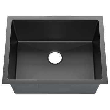 Sinber Single Bowl Kitchen Sink with 304 Stainless Steel Black Finish, 23"x18", Undermount