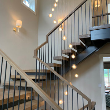 Modern interior-design-dining-room, contemporary-design-staircase-chandelier