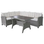 vidaXL - vidaXL Patio Furniture Set 3 Piece Sofa with Coffee Table Poly Rattan Gray - This patio sofa set will be great for lounging or al fresco dining in the garden, or on the balcony or patio. The powder-coated steel frames make the table and sofas strong and sturdy, and thanks to their lightweight construction, all items are easy to move. Thanks to the weather-resistant and waterproof PE rattan, the sofa set is easy to clean. The thick, soft cushions are highly comfortable. The easy-to-clean polyester seat cushion covers can be removed and washed. Delivery includes 1 table, 2 sofas, 7 back pillows, and 2 seat cushions. Note 1): We recommend covering the set in the rain, snow and frost.Note 2): This item will be shipped flat packed. Assembly is required; all tools, hardware and instructions are included.