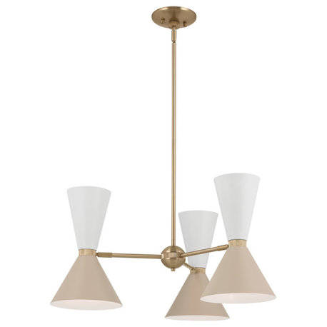 Phix 6 Light Chandelier 1 Tier Small, Champagne Bronze and Greige