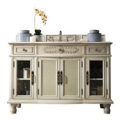 53 inch Single Sink Bathroom Vanity Vintage Vanilla Finish Galala Beige Marble T - Bathroom Vanities And Sink Consoles