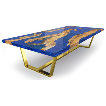 Morano Olive Wood Coffee Table, Pearl Blue, W: 23.6" 60cm X L: 47.2" 120cm