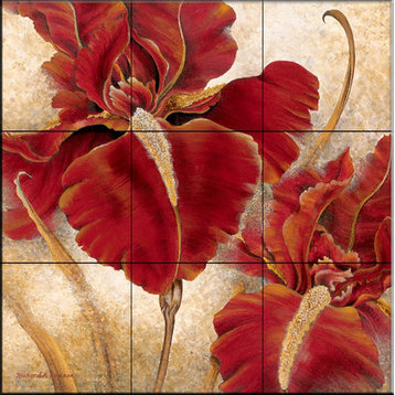 Tile Mural, Red Iris by Richard Henson