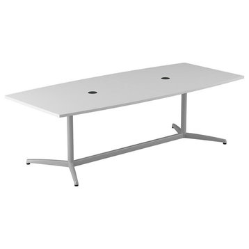 96W x 42D Conference Table with Metal Base in White - Engineered Wood