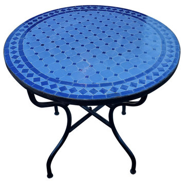 32" Blue / Blue Moroccan Mosaic Table