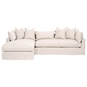 Haven 110" Lounge Slipcover LF Sectional Bisque, Espresso