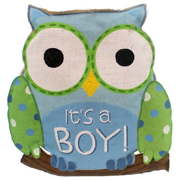 Home & Garden WHOOO'S CUTEST ITS A BOY Fabric Baby Announcement Sign 9719616