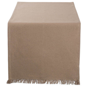 Solid Stone Heavyweight Fringed Table Runner, 14"x108"