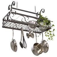 Large Basket Pot Hanger - Hammered Steel