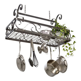 Enclume - All Bars Ceiling Pot Rack w/ 12 Hooks in Hammered Steel