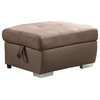 Upholstered Ottman With Storage, Brown Finish