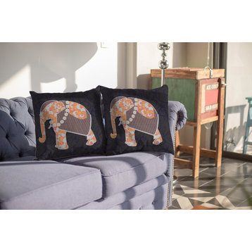 18 Orange Elephant Indoor Outdoor Throw Pillow