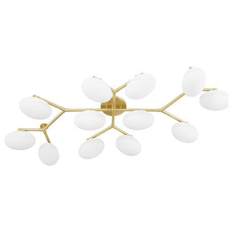 Wagner 12-Light Semi Flush Aged Brass Finish Opal Glass