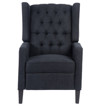 Polyester/Fabric Manual Wing Chair Recliner, Black
